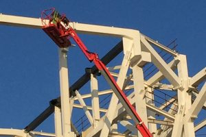 View of the south west corner steelwork installation